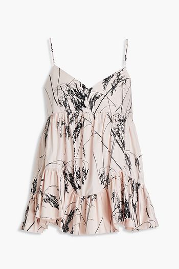 ALEXANDER MCQUEEN Gathered printed cotton-poplin top