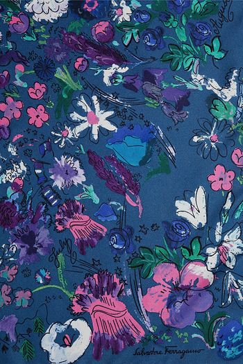SALVATORE FERRAGAMO Floral-print silk-twill scarf