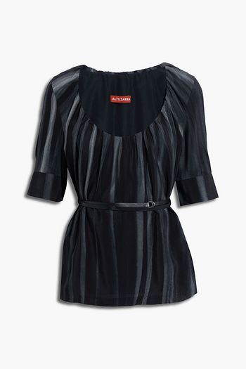 ALTUZARRA Nika belted printed silk crepe de chine blouse