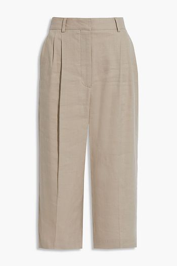 ALTUZARRA Pleated linen-blend twill culottes