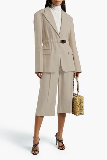 ALTUZARRA Pleated linen-blend twill culottes