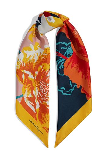 SALVATORE FERRAGAMO Floral-print silk-twill scarf