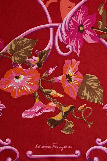 SALVATORE FERRAGAMO Floral-print silk-twill scarf