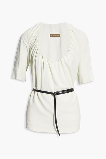 ALTUZARRA Nika belted pleated crepe blouse
