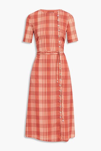 ALTUZARRA Picotee belted checked crepe midi dress