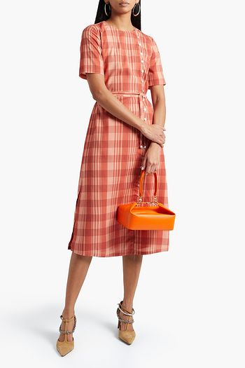 ALTUZARRA Picotee belted checked crepe midi dress