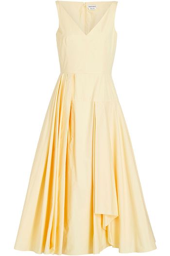 ALEXANDER MCQUEEN Pleated cotton-poplin midi dress