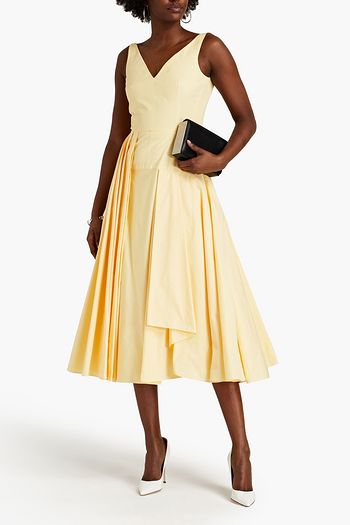 ALEXANDER MCQUEEN Pleated cotton-poplin midi dress