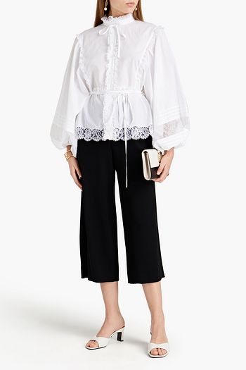 DOLCE & GABBANA Bluse aus Popeline aus einer Baumwollmischung mit Rüschen und Spitzenbesatz
