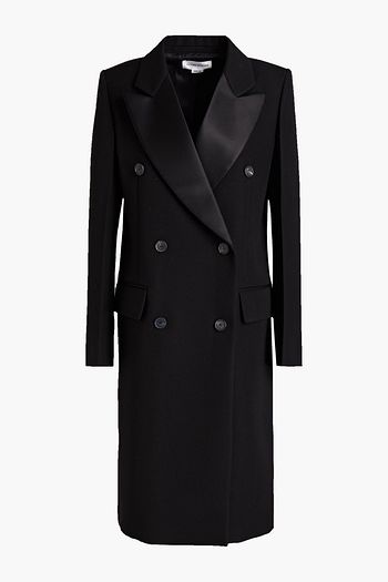 VICTORIA BECKHAM Double-breasted satin-trimmed wool-twill coat