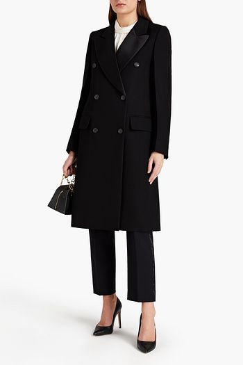 VICTORIA BECKHAM Double-breasted satin-trimmed wool-twill coat