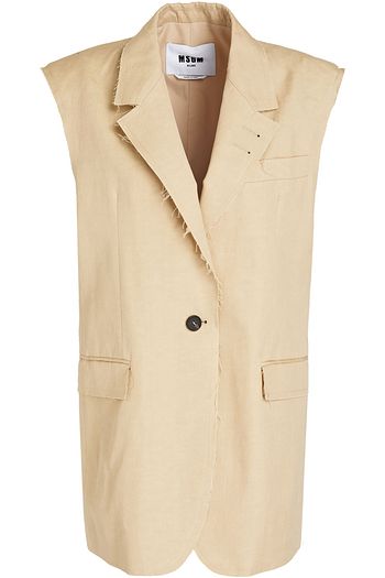 MSGM Weste aus Canvas aus einer Baumwoll-Leinenmischung mit Fransen