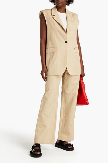 MSGM Weste aus Canvas aus einer Baumwoll-Leinenmischung mit Fransen