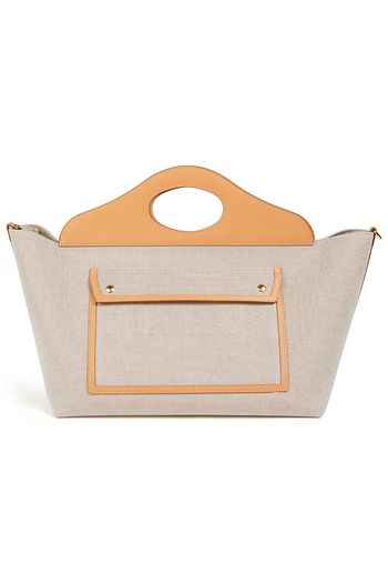 BURBERRY Leather-paneled cotton-blend canvas tote