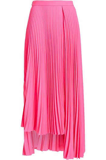 BALENCIAGA Asymmetric pleated crepe de chine midi skirt