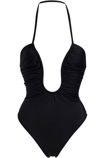 FENDI Reversible gathered halterneck swimsuit