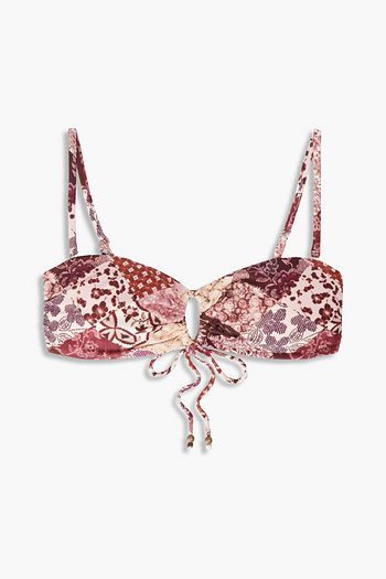 TIGERLILY Zippora bow-detailed printed bandeau bikini top