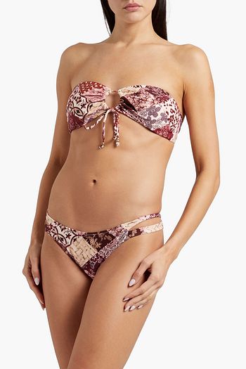 TIGERLILY Zippora bow-detailed printed bandeau bikini top