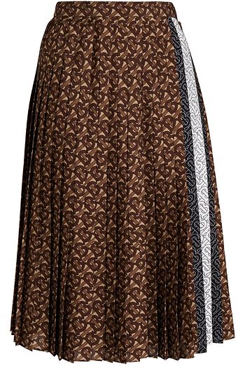 BURBERRY Pleated printed crepe skirt