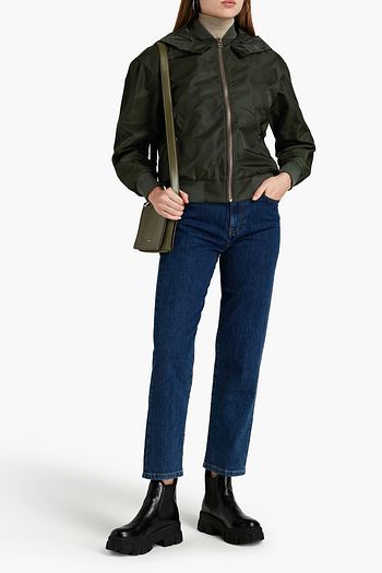 MR & MRS ITALY Logo-appliquéd shell hooded bomber jacket