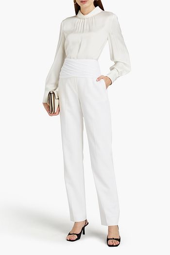 BURBERRY Jersey-paneled grain de poudre tapered pants