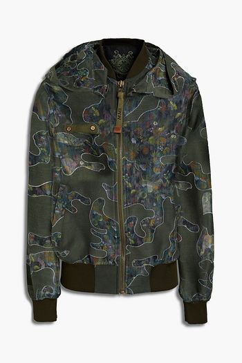 MR & MRS ITALY Bomberjacke aus Devoré-Organza mit Kapuze und floralem Print