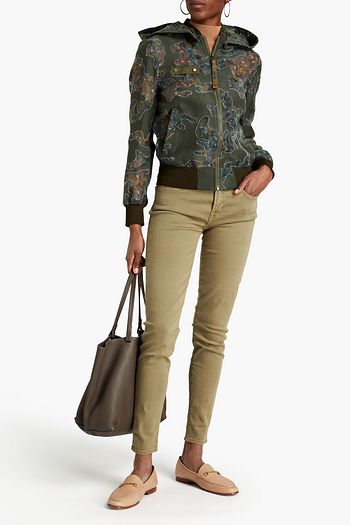 MR & MRS ITALY Bomberjacke aus Devoré-Organza mit Kapuze und floralem Print