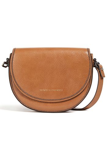 BRUNELLO CUCINELLI Schultertasche aus strukturiertem Leder mit Zierperlen