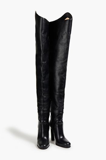 BURBERRY Cutout leather thigh boots