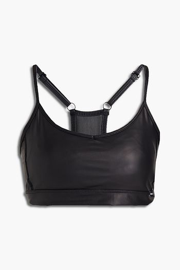 DKNY Mesh-paneled coated jersey sports bra
