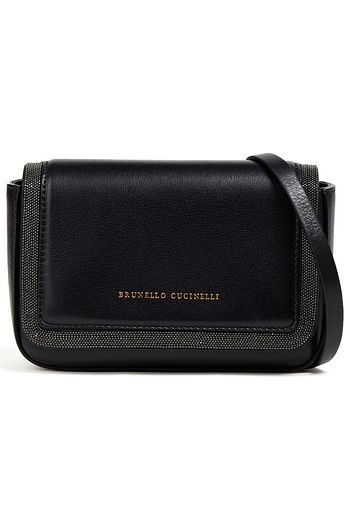 BRUNELLO CUCINELLI Bead-embellished convertible leather shoulder bag