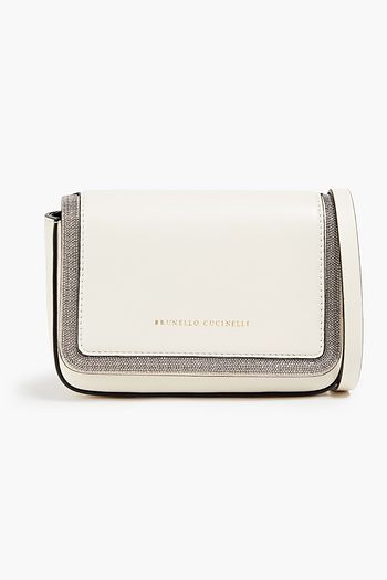 BRUNELLO CUCINELLI Bead-embellished convertible leather shoulder bag