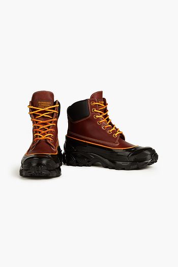 BURBERRY Smooth and pebbled-leather hiking boots