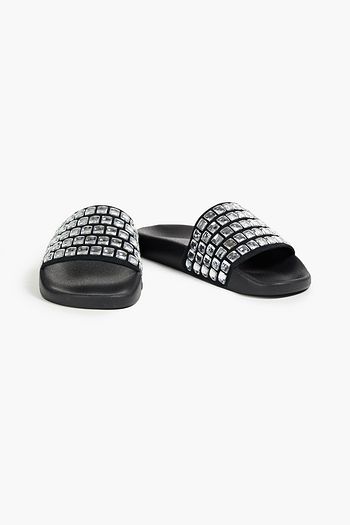 BURBERRY Crystal-embellished suede slides