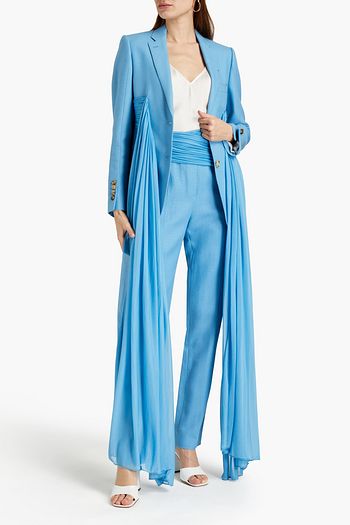 BURBERRY Jersey-paneled grain de poudre wool-blend tapered pants