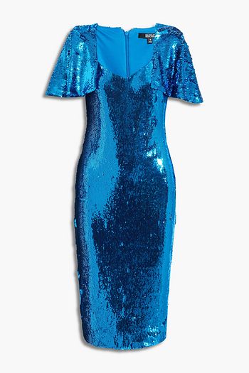 BADGLEY MISCHKA Sequined tulle midi dress