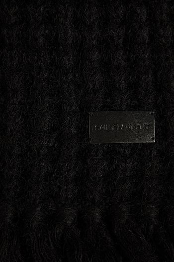 SAINT LAURENT Fringed ribbed wool-blend scarf