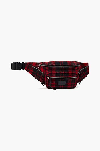 SAINT LAURENT Checked wool-jacquard belt bag