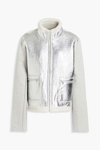 MAJESTIC FILATURES Fleece-paneled metallic textured-leather jacket