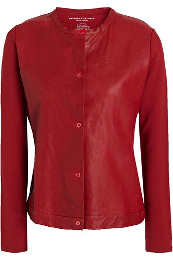 MAJESTIC FILATURES Oberteil aus Fleece mit Ledereinsatz