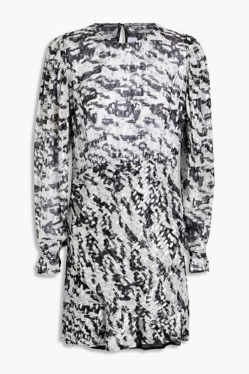IRO Barnel ruched metallic fil coupé jacquard mini dress