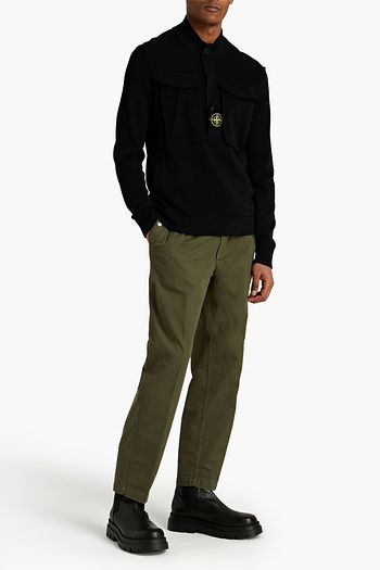 STONE ISLAND Logo-appliquéd cotton cardigan