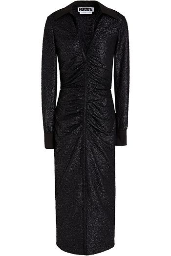 ROTATE BIRGER CHRISTENSEN Simone ruched metallic cloqué midi dress