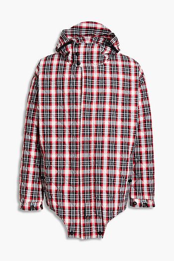BURBERRY Asymmetric checked quilted shell hooded jacket