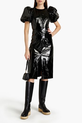 ROTATE BIRGER CHRISTENSEN Katarina crinkled faux patent-leather midi dress