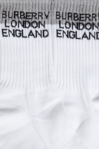BURBERRY Jacquard-trimmed ribbed cotton-blend socks