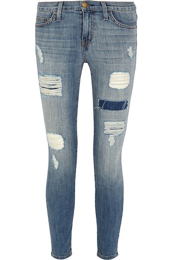 CURRENT/ELLIOTT The Stiletto distressed low-rise skinny jeans