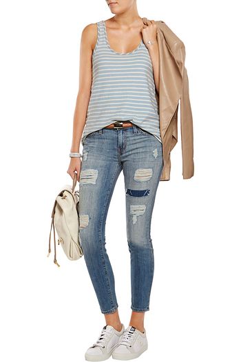 CURRENT/ELLIOTT The Stiletto distressed low-rise skinny jeans