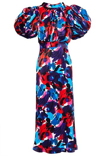 ROTATE BIRGER CHRISTENSEN Dawn gathered printed satin midi dress