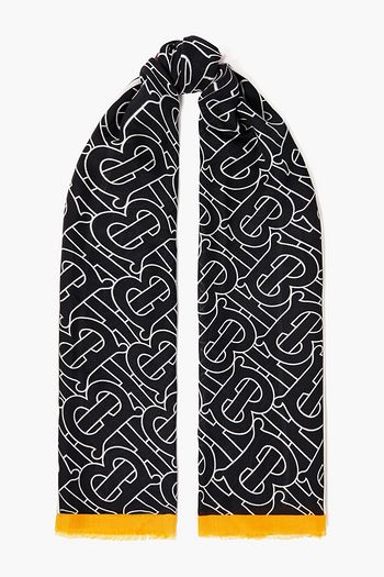 BURBERRY Logo-print cashmere-twill scarf
